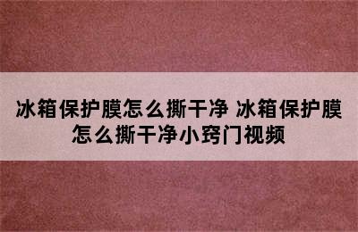 冰箱保护膜怎么撕干净 冰箱保护膜怎么撕干净小窍门视频